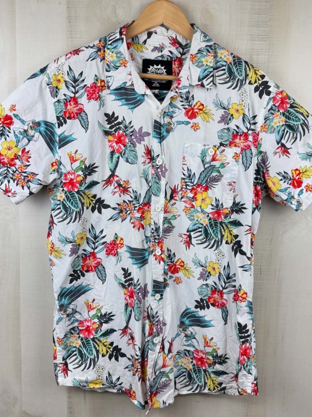 Batman Classic TV Men’s Tropical Hawaiian Shirt 100% Cotton Hidden Batmen Large